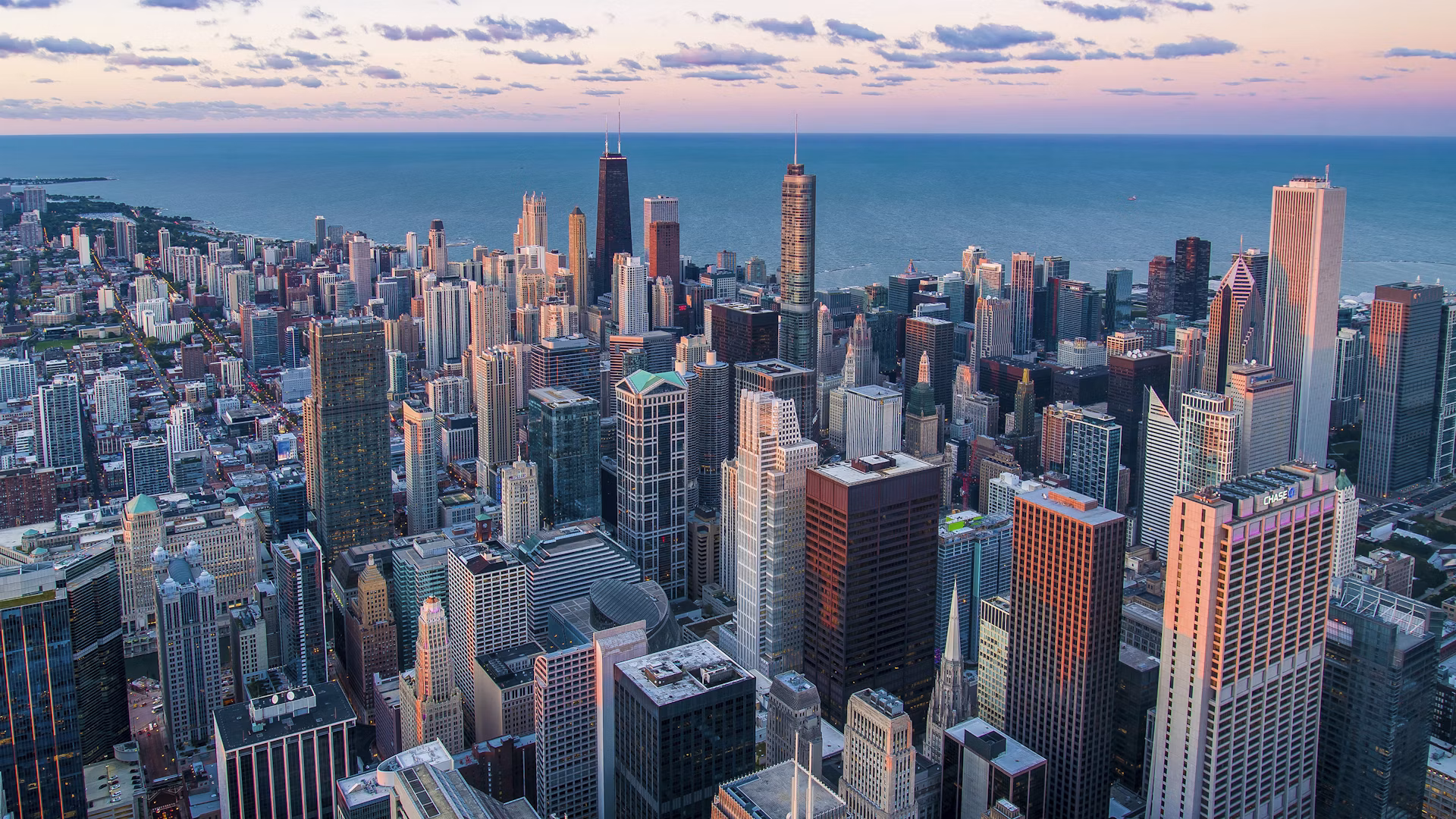 City financial district from above